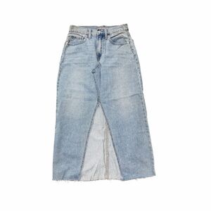 Just USA Light Wash Denim Maxi Skirt XS High Rise Front Slit